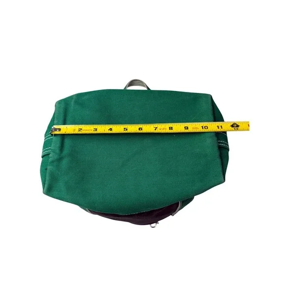 Lands End Canvas Tote Bag Navy Blue Green Cotton Open Top Pocket Key Clip 12in - Picture 8 of 10